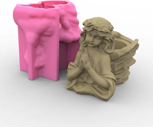Miniatura 6 de Molde de silicona para maceta de flores de hormigón de ángel de oración, maceta para suculentas, jarrón de cactus, molde de yeso, portavelas