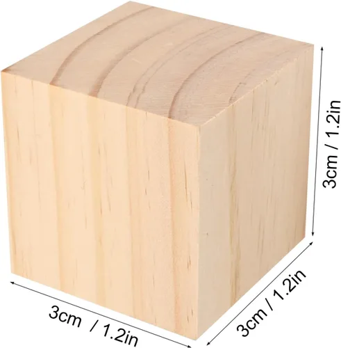 Miniatura 2 de 150 paquetes de bloques de madera para manualidades, bloques de madera de 1.2 pulgadas de pino, cubos de madera de 3 x 3 x 3 cm para pintar