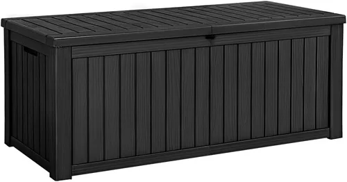 Miniatura 38 de Devoko 29 Gallon Waterproof Outdoor Storage Box Resin Deck Box Lockable and UV Resistant for Patio Furniture, Garden Tools (Black, 29 Gallon)