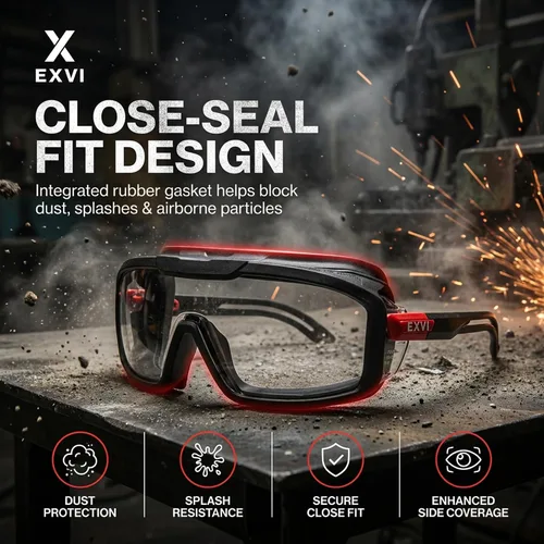 Miniatura 3 de Gafas de seguridad SG200 ANSI Z87.1, no OTG, antiniebla, resistentes a los arañazos, UV400, junta de goma (hasta un 95% de sello), protección contra