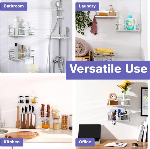 Miniatura 5 de KINCMAX Organizadores de Ducha de Hierro - Estantes de Baño Autoadhesivos para Duchas - Estante Organizador de Champú para Pared - Organizador