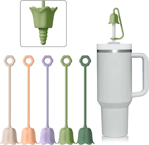Miniatura 9 de 5 fundas de popote de silicona para vaso Stanley Yeti, tapa de popote reutilizable para beber fácil de limpiar, a prueba de polvo, compatible