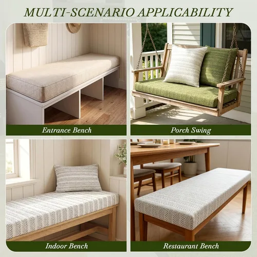 Miniatura 2 de Custom Bench Cushion for Indoor Furniture, Window Seat Cushion, Bay Window, 75D Foam, Herringbone Fabric Options, Waterproof Cover, Non Slip Bottom