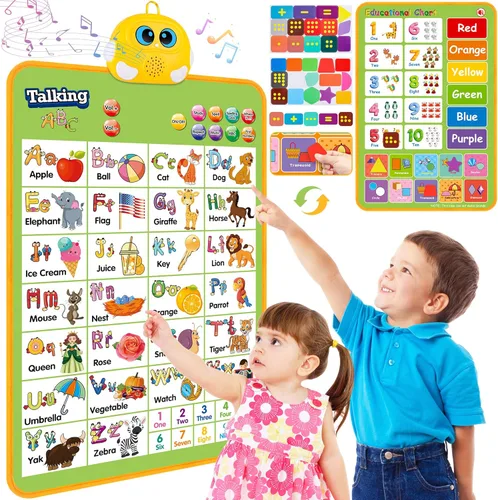 Cuadro de pared electrónico del alfabeto, ABC parlante, 123, póster musical, juguetes Montessori para niños pequeños de 2 a 4 años, juguete