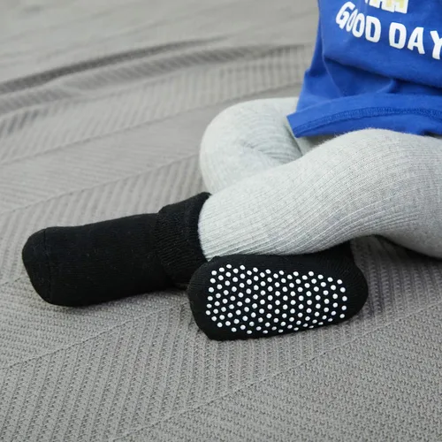 Miniatura 5 de VWU - Medias de altura media con antideslizante, de algodón grueso y cálido, unisex, talla 0-6T, paquete de 6 pares