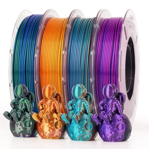 Miniatura 14 de AMOLEN Paquete de filamento PLA de seda para impresora 3D de 4.4 lbs, paquete de ácido poliláctico de doble color de 0.069 in, filamento PLA