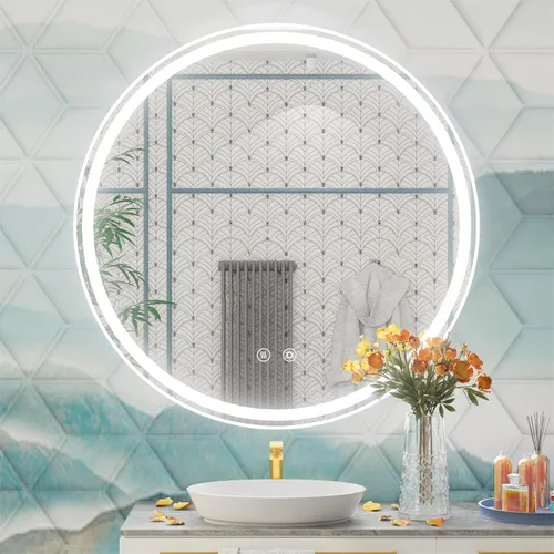 Miniatura 10 de Espejo LED para baño de 24 pulgadas, 3 temperaturas de color (3000K/4500K/6000K), retroiluminación regulable, antivaho, vidrio HD de 5MM, CRI 90+