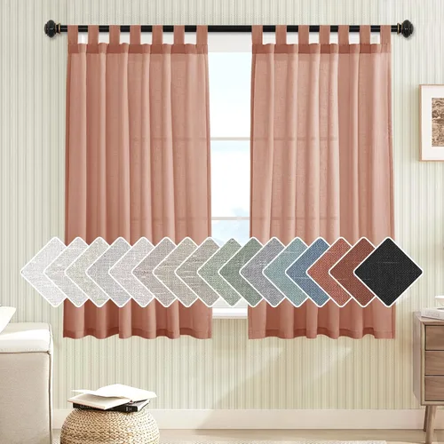 Miniatura 17 de H.VERSAILTEX Cortinas aireadas mezcladas de lino natural con pestaña superior para sala de estar, decoración del hogar, material suave y rico que