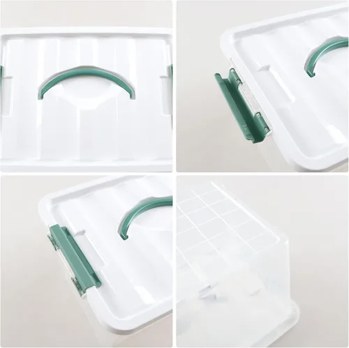 Miniatura 3 de Caja de plástico de 14 cuartos de galón con asas, contenedores de almacenamiento transparentes, juego de 6
