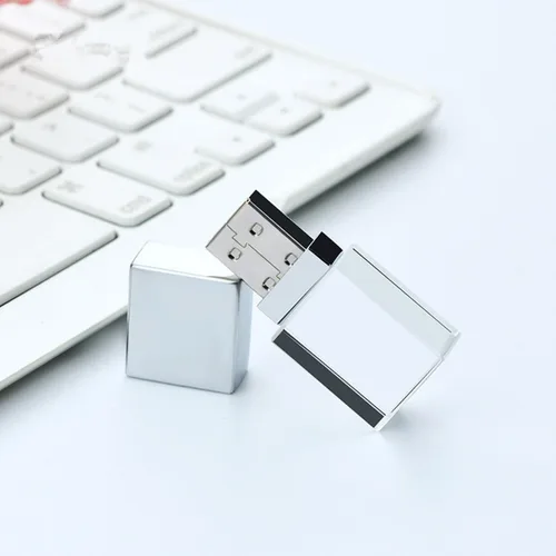 Miniatura 4 de Nuevo rectángulo transparente cristalino USB Flash Drive Regalo de boda Pen Drive, plata