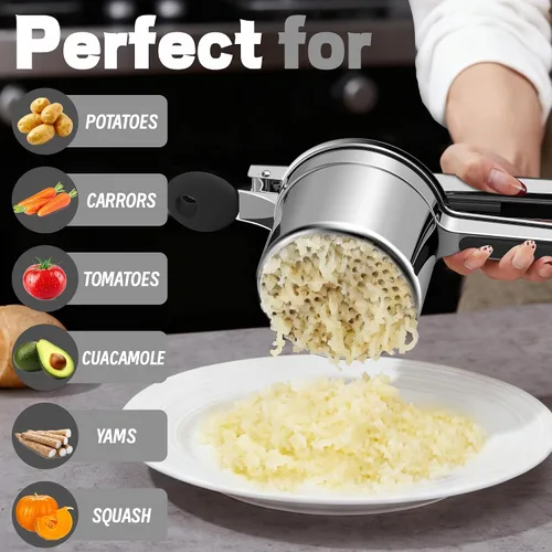 Miniatura 6 de Ricer grande de 15oz para puré de patatas, triturador de patatas de acero inoxidable 18/8 de alta resistencia para comida de bebé y spaetzle maker