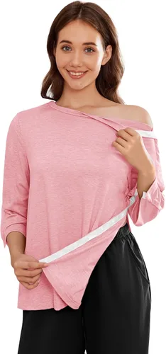 Miniatura 10 de Camisetas Deyeek para Mujeres Después de Cirugía de Hombro Desmontables Mangas 3/4 Tops para Después de Cirugía de Manguito Rotador Ropa Adaptativa