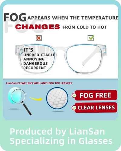 Miniatura 3 de LianSan Gafas de seguridad sobre anteojos para mujer, gafas antivaho que se ajustan sobre las gafas para certificación ANSI Z87.1 Azul