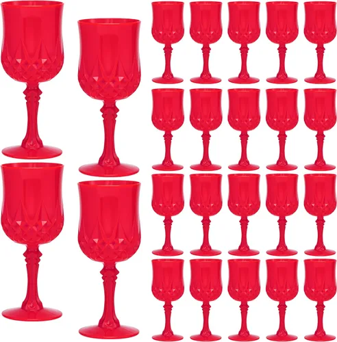 Miniatura 17 de JLYLOL Copas de Vino Vintage de Plástico 7OZ Copas de Plástico Vintage Vasos para Beber 24PCS Cristalería Retro para Bodas Copas de Agua Negro