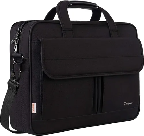 Bolsa para laptop, 15.6 pulgadas, impermeable, maletín para viajes, se expande 15 pulgadas, con tira para el hombro, maletín para Negro