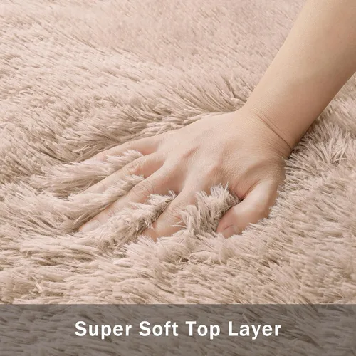Miniatura 7 de Alfombra de área de 4 x 6 pies para sala de estar: ultra suave y esponjosa, alfombra de felpa grande antideslizante para interiores, alfombra Beige