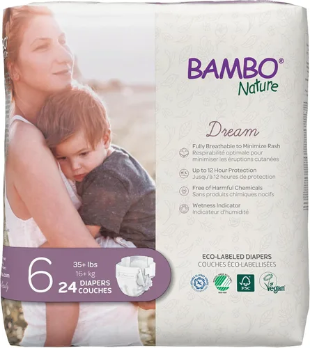Miniatura 15 de Bambo Nature Pañales hipoalergénicos Dream Baby, pañales sostenibles con etiqueta ecológica de primera calidad, protección mejorada contra fugas