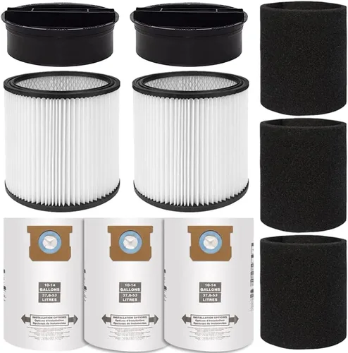 Miniatura 7 de Filtro 90304 para aspiradora en seco y húmedo Shop Vac con tapa, 3 piezas de filtro de manga de espuma 90585, 2 piezas de filtro 9010700 con banda