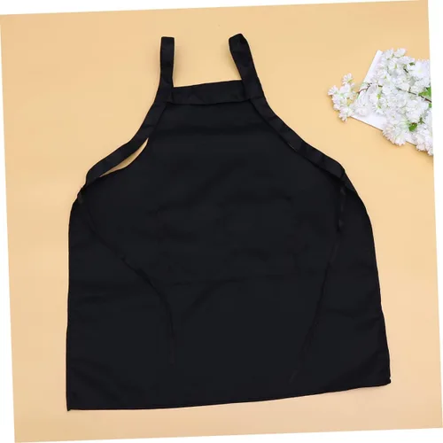 Miniatura 3 de SECFOU Delantal de servicio negro para mujer, delantal de cocina ajustable, delantal ajustable con babero