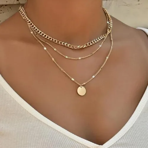 Miniatura 35 de Long tiantian Collares en capas para mujer, joyería occidental para mujer, collar de moneda apilable, collar de país, moderno, bohemio, verano