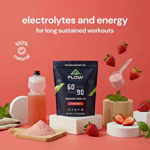 Miniatura 3 de Flow Formulas Mezcla de bebida de resistencia de fresa, 30 porciones Top 12 sin alérgenos, carbohidratos y electrolitos en polvo deportivo