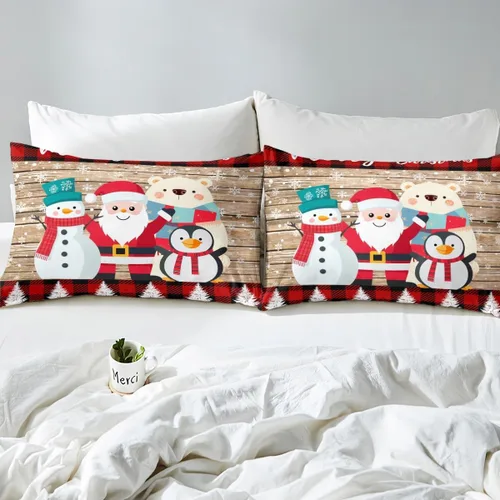 Miniatura 5 de Erosebridal Sábana bajera ajustable de Feliz Navidad, juego de ropa de cama Kawaii de Papá Noel para niños, sábanas de animales de ciervo para Multi