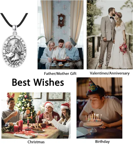 Miniatura 487 de Collar de plata de ley 925 con medalla de San Patrón, colgante de protección católica, amuleto, joyería religiosa para hombres y mujeres