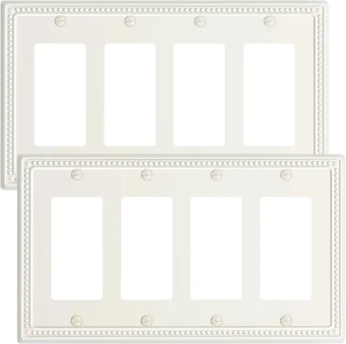 Miniatura 84 de Paquete de 4 placas de cubierta para interruptor de luz de palanca individual, cubiertas decorativas de perlas, placa de pared de metal almendra