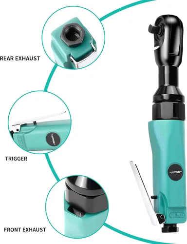 Miniatura 4 de Dotool Llave de trinquete neumática de 3/8", llaves de trinquete neumáticas profesionales, unidad cuadrada de 160 RPM liviana, compacta, control