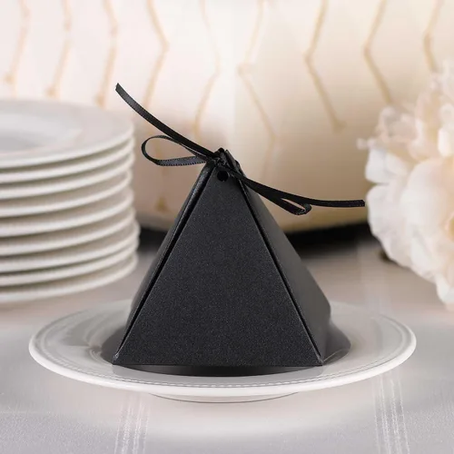 Miniatura 3 de Hortense B. Hewitt 25 cajas de recuerdo piramidales, 3 pulgadas, negro brillante Negro (Black Shimmer)