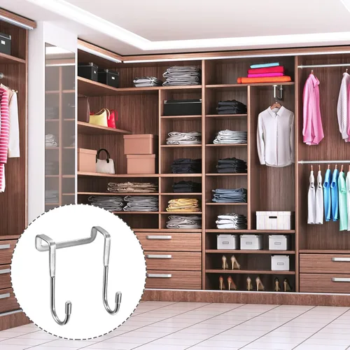 Miniatura 6 de HARFINGTON Ganchos para cajones de gabinete, paquete de 2 ganchos de acero inoxidable extendidos en forma de S para puerta de baño, cocina, tono