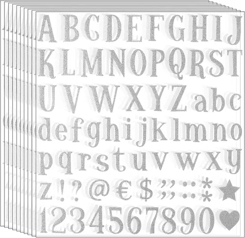 Miniatura 8 de 790 calcomanías de letras del alfabeto con purpurina, 10 hojas, autoadhesivas, manualidades, aula y decoración del hogar
