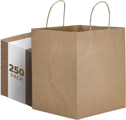 Miniatura 11 de PTP - 250 bolsas de mano para regalo, de papel, Kraft Perfectas para cumpleaños, bodas, vacaciones y toda ocasión Colores blanco o natural