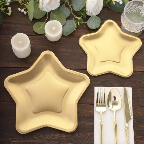 Miniatura 11 de Efavormart - Paquete de 25 platos de papel decagonal iridiscentes de 7.5 pulgadas, platos de postre geométricos resistentes de 300 GSM para Tipo 3