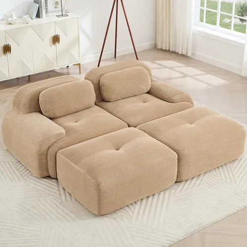 Miniatura 25 de Juego de sofás seccionales sin hueso de 117 pulgadas para sala de estar, modular en forma de L y sofá de 3 plazas con asiento profundo, almohadas