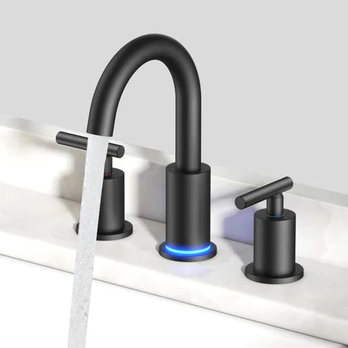 Miniatura 15 de FORIOUS Juego central de grifo de baño dorado cepillado de 4 pulgadas, 2 manijas y 2 agujeros dorados para tocador de baño con metal emergente