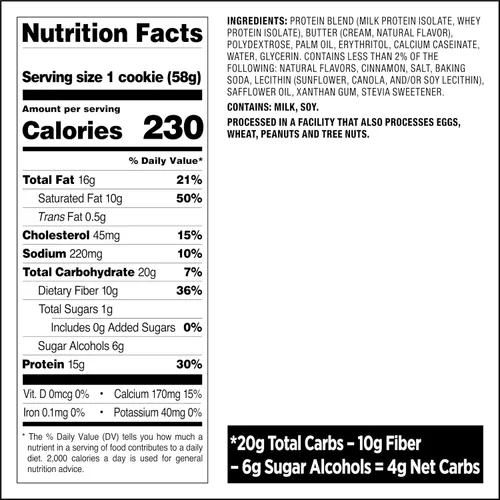 Miniatura 2 de Galleta de proteínas Quest Nutrition Snickerdoodle, 15g de proteína, 1g de azúcar, 4g de carbohidratos netos, apta para la dieta Keto, alta