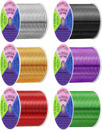 Miniatura 264 de Mandala Crafts - Alambre de aluminio anodizado de 8 calibre para hacer joyas - 9.75 m de alambre flexible negro colorido - Flexible para bonsái
