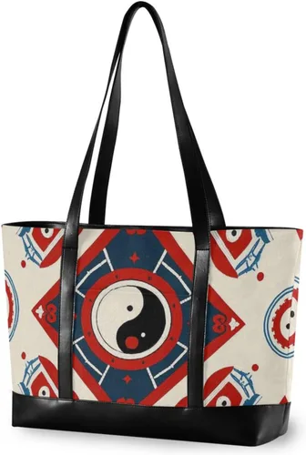 Chinese Culture Bagua Pattern Portable tote bag laptop with zipper laptop tote bags for work for ladies with maletin ejecutivo para mujer