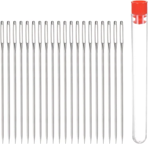 HARFINGTON Agujas de costura grandes de 2.36 pulgadas, agujas de coser de acero inoxidable, agujas de bordar, agujas de coser a mano con botella de