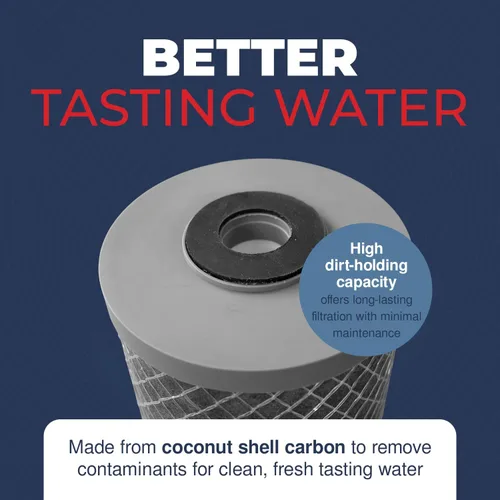 Miniatura 4 de Fabricado en Estados Unidos, 5 micrones, 2.5 x 10 pulgadas, cartucho de filtro de agua para sedimentos de carbono CTO para toda la casa compatible