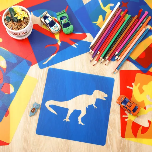 Miniatura 4 de 24 plantillas para niños de 3 a 5 años, coloridos animales grandes para dibujar en la pared, decoración del hogar, 8 x 8 pulgadas (estilo clásico)