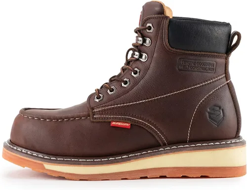 Miniatura 7 de SUREWAY Mens Heavy Duty Soft/Composite/Steel Toe Work Boots for Men-Comfortable,GoodyearWelt,Full Grain Leather,6 in Wedge Moc Toe Construction