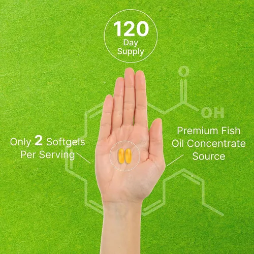 Miniatura 5 de Suplementos de DHA 240 cápsulas blandas, sin erupciones, sabor a limón, DHA 1000 mg + EPA 500 mg, pescado capturado en la naturaleza, rico