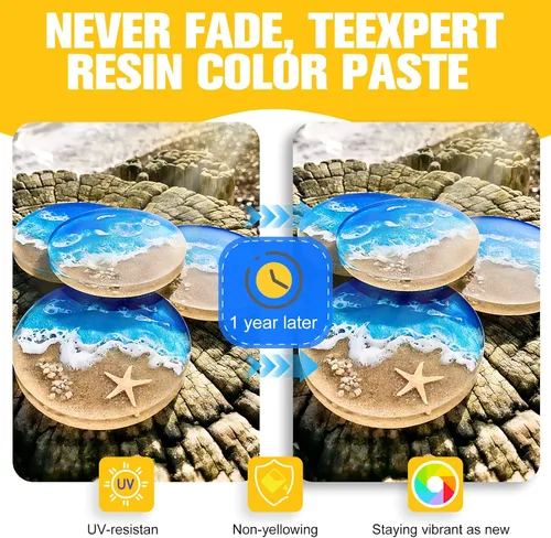 Miniatura 3 de Teexpert Pasta de pigmento para resina epoxi: 3.38 oz/3.4 fl oz total ultra altamente concentrado y fácil de mezclar colores blanco y negro opaco