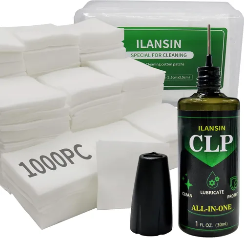 Cotton Gun Cleaning Patches + Needle Odorless CLP Oil,Lint Free Gun Cleaning Cloth,Wipes for Pro Shot Pistol/All Caliber of Firearms Gun Cleaning