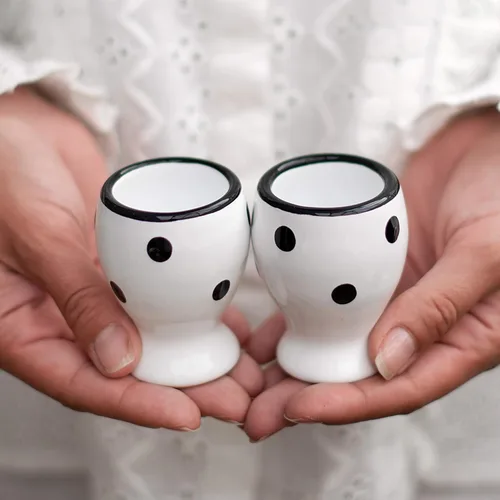 Miniatura 5 de City to Cottage Juego de 2 portavasos de cerámica para huevos, tazas suaves para huevos hervidos, soportes para huevos duros, taza para servir