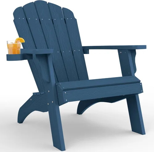 Miniatura 22 de YEFU Juego de 2 sillas Adirondack de plástico de gran tamaño con portavasos (gran doble propósito), resistentes a la intemperie, sillas de madera