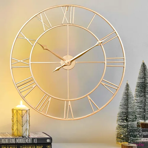 CLXEAST Reloj de Pared de 30 Pulgadas, Gran Reloj de Pared Dorado Champán con Números Romanos de Metal, Relojes de Pared Modernos para Decoración de
