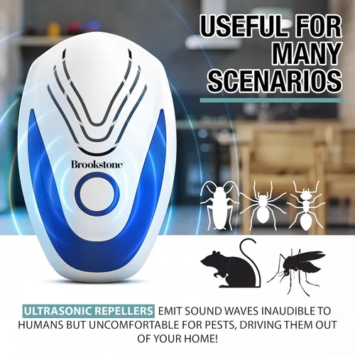 Miniatura 4 de Brookstone Repelente ultrasónico de plagas, paquete de 2, seguro y eficaz, disuasorio de plagas sin químicos para el hogar